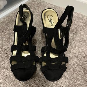 Black strappy heels